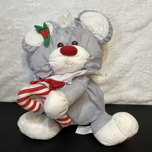Fisher Price Puffalumps Plush Christmas Santa Mouse Candy Cane Vintage 1987